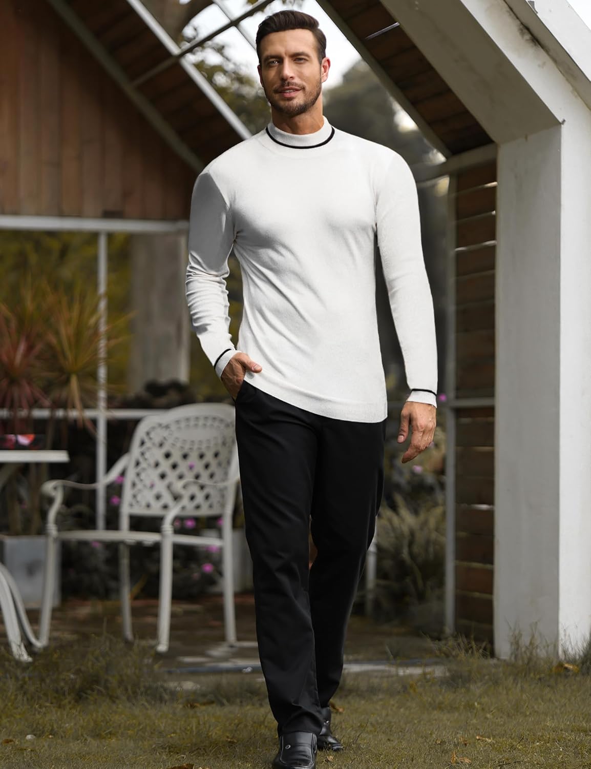 Men's Slim Fit Mock Turtleneck Pullover Sweater Casual Basic Knitted Thermal Sweaters - Image 2