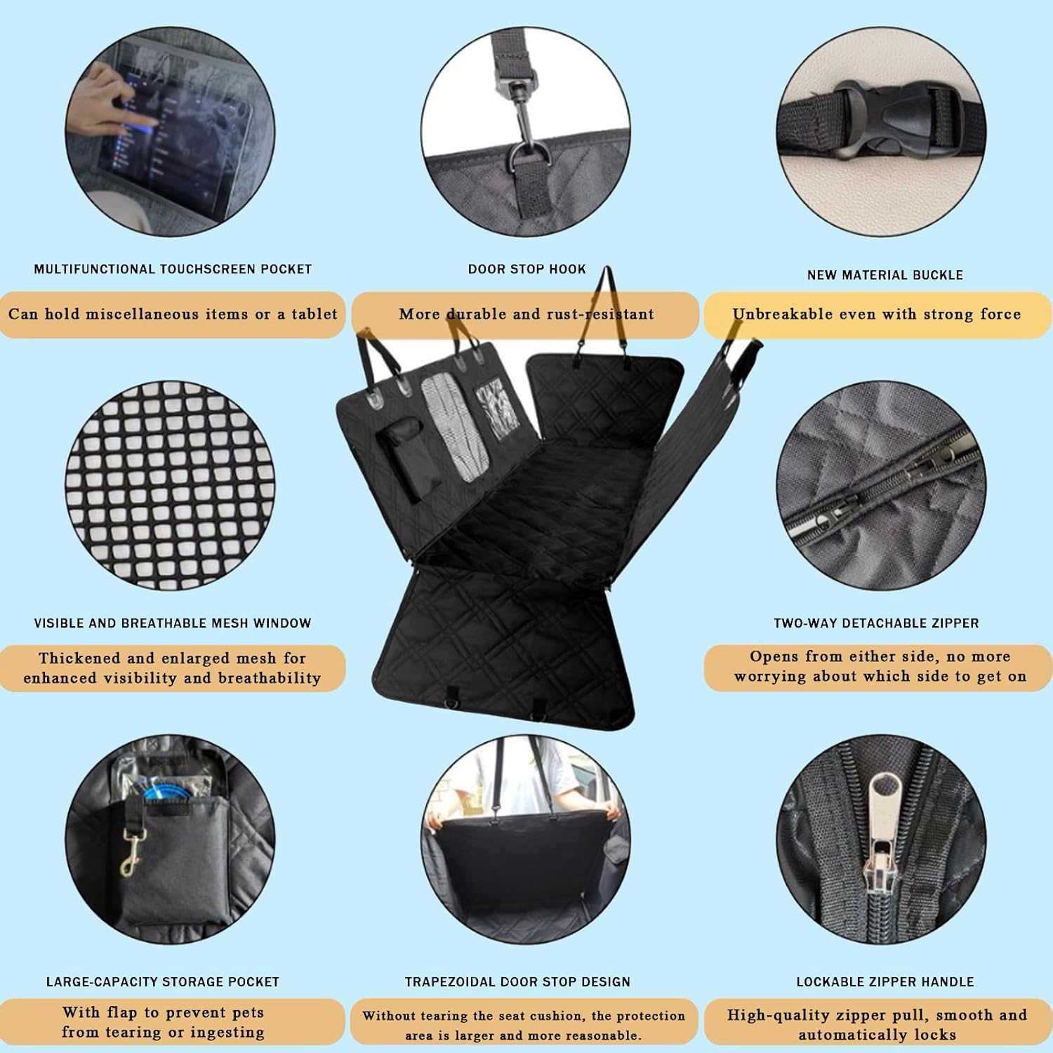 Dog Car Seat Cover for Back Seat for Mercedes Benz GLC 300 /GLC 43 AMG, Scratch-Resistant Anti-Slip Hammock Car Seat Protector with Mesh Window, Storage Pocket,B