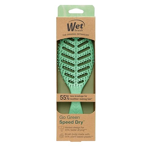 Miniatura 11 de Wet Brush Go Green Speed Dry - Cepillo de diseño ventilado y cerdas ultrasuaves HeatFlex, mango ergonómico, para cabello enredado e incontrolable,