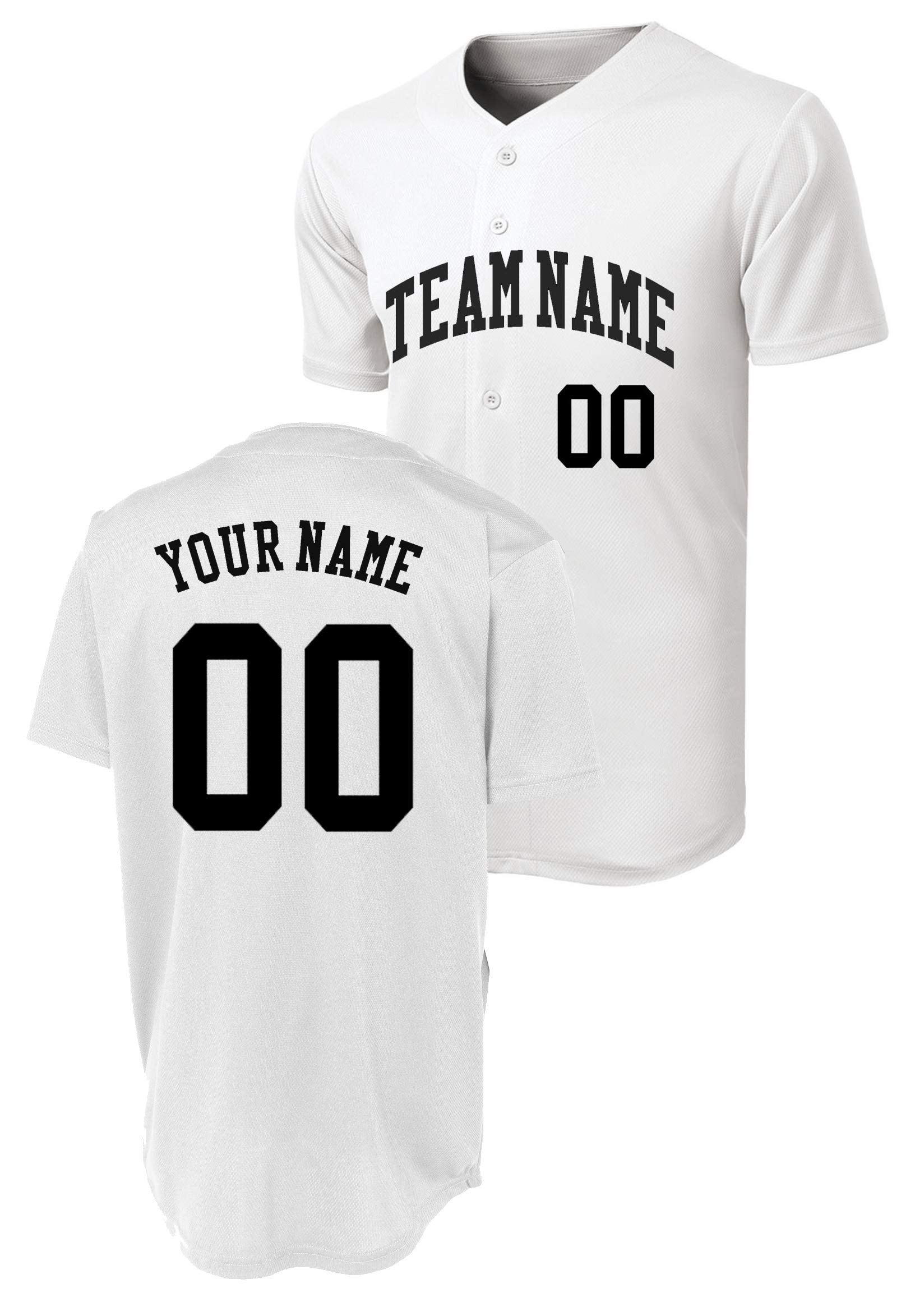 Custom Baseball Jersey Personalized Design Team Button Down Sports Shirts S-3XL for Men-Youth (White, XXXX-Large)