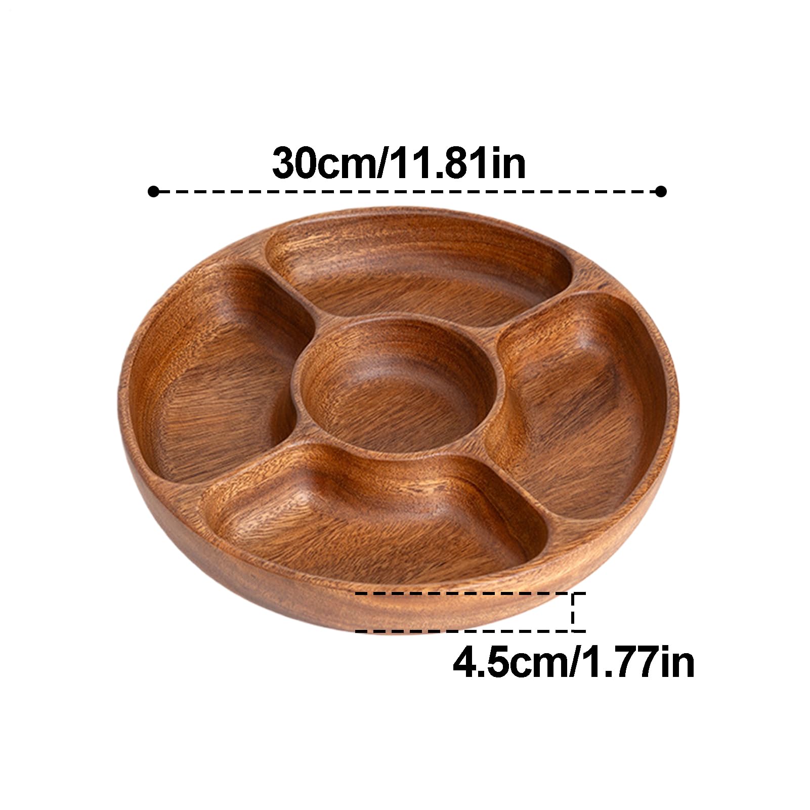 Wooden Tray, świąteczna przystawka, deska prezentacyjna 35 cm, naturalny zestaw naczyń kuchennych, organizer do jadalni z pięcioma częściami, długi wyświetlacz na przekąski, wędliny, desery, cukierki