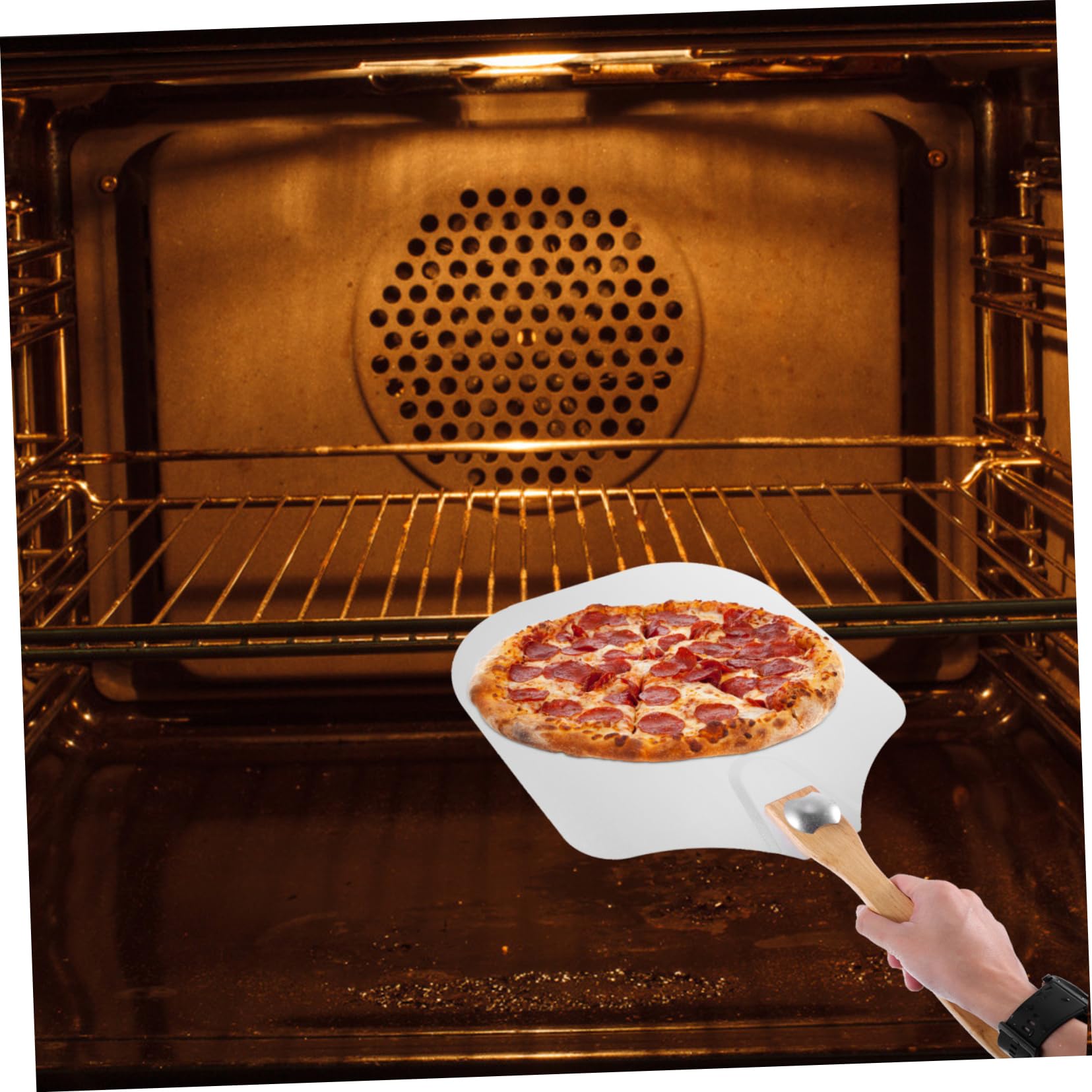 Cabilock Stainless Steel Pizza Spatula Folding Peel Paddle Pizza Transfer Tool Wood Handle