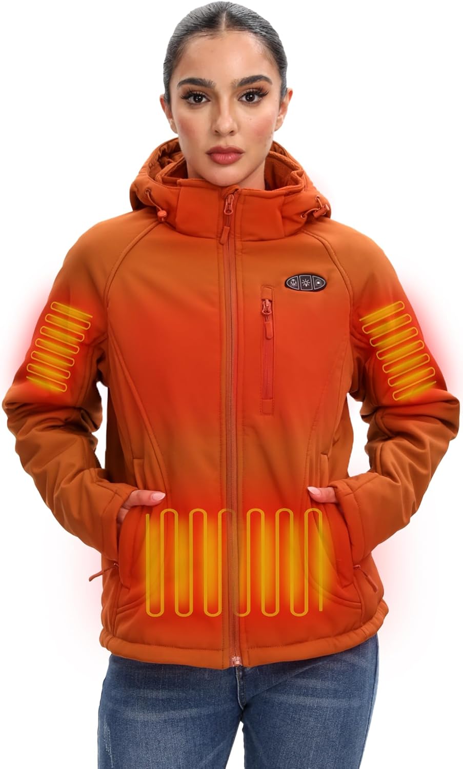 Heated Jackets for Women with Battery Pack Included, Softshell Womens Heated Jacket with Adjustable&Detachable Hood