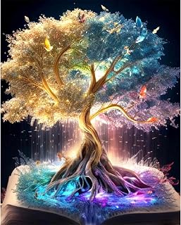 Islmlisa 5D Diamond Painting Kit,Full Drill Diamond Painting with Round Diamond Painting kit Tree of Life Painting for Home Decoration 12x16in (A)
