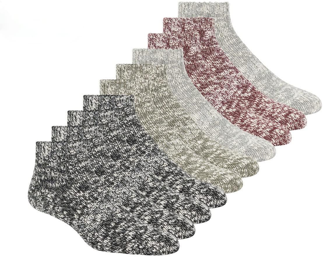 Weatherproof Legwear Women's Ankle Boot Socks Soft Cotton Blend, Black Gray Olive Red, 6 Pairs, 9.5, (1533562)