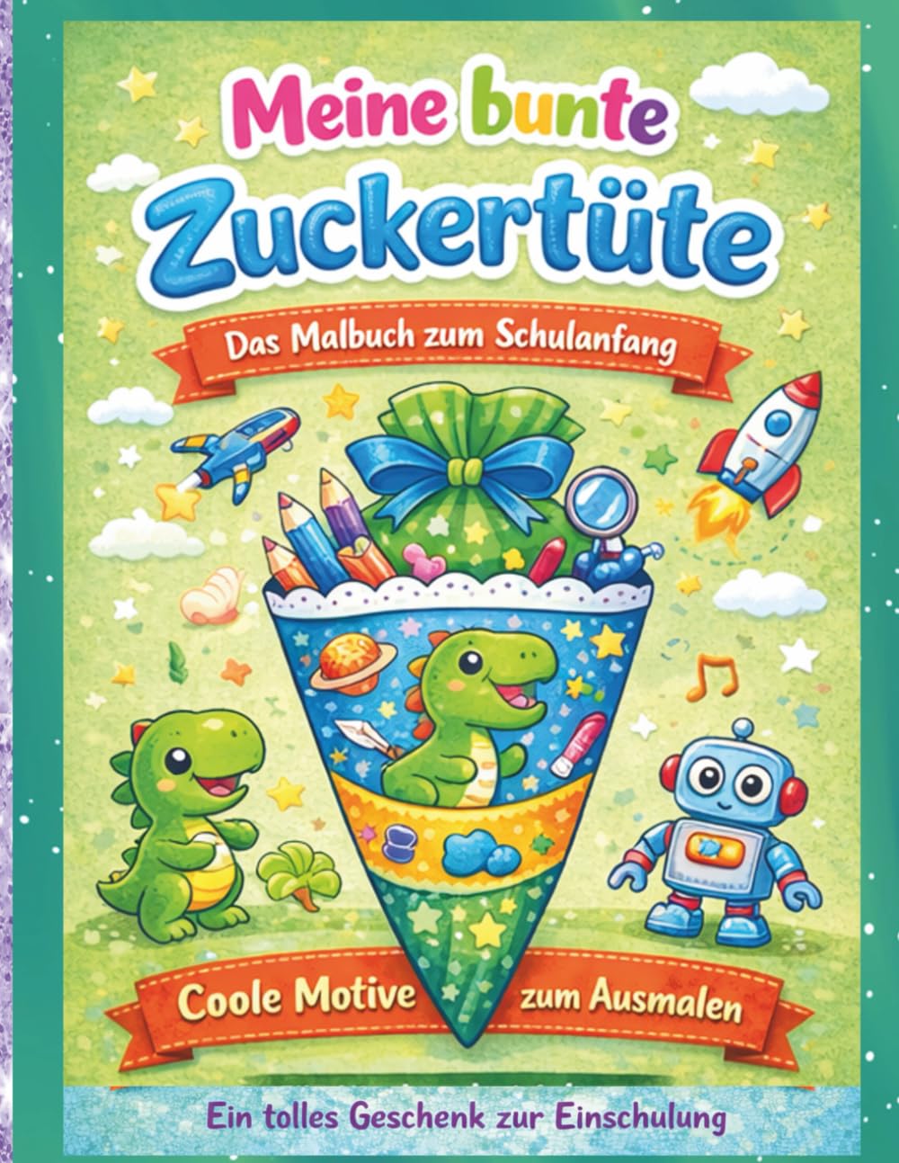 Meine bunte Zuckertüte – Das Malbuch zum Schulanfang: Coole Motive zum Ausmalen | Ein tolles Geschenk zur Einschulung