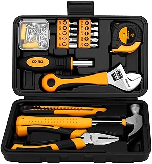 DEKO Cassetta Attrezzi Completa 86 Pezzi - Kit Attrezzi da Lavoro per Riparazioni Domestiche, Fai da Te, Ufficio e Garage con Pinze, Martello, Chiave Regolabile e Ferramenta