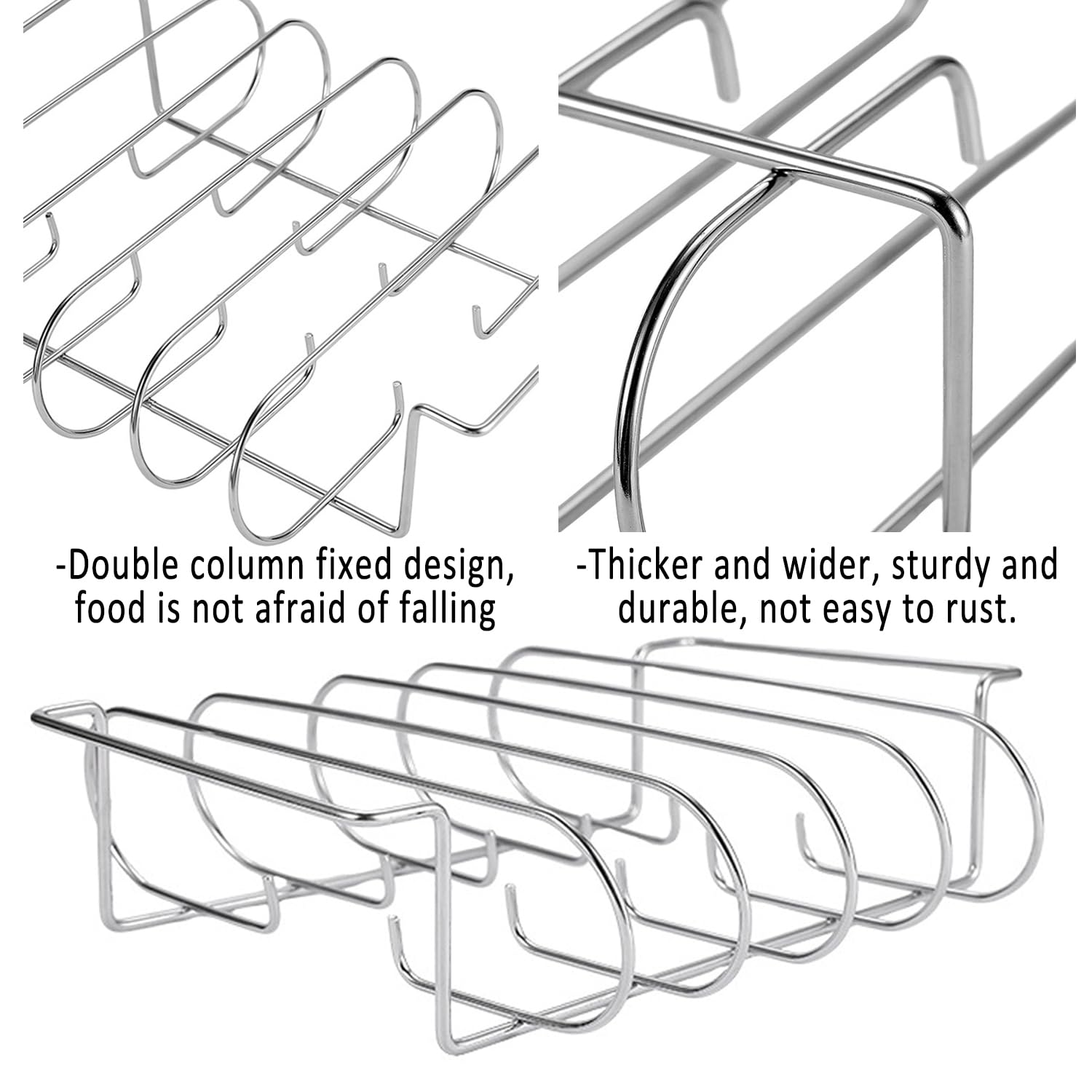 YIMINI Supporto Bistecche e Costine, Cestello per BBQ Rib Rack, Arrosto e Supporto Costine, Supporto per Arrosto Bistecca, per 5 Costolette di Ricambio Croccanti dalla Griglia e dal Forno
