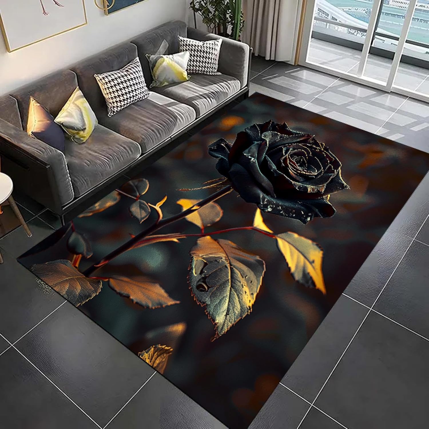 Rose Flowers Nordic Romantic Rug Carpet for Living Room Bedroom Home Decor Sofa Floor Mat Bathroom Non-Slip Doormat 160x200cm