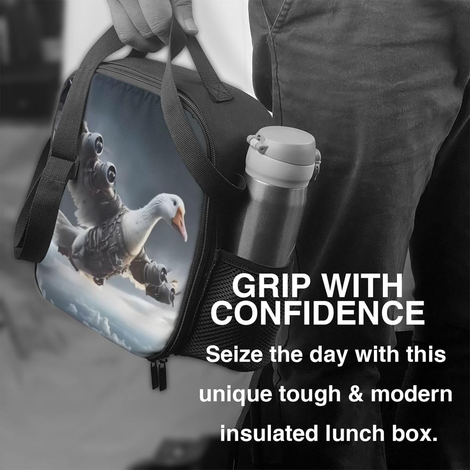 Dyale Novel Funny Bombombini Guzzini Tote Lunch Bag, Insulated Cooler Lunch Box, With Mesh Pocket Durable Bento Bag, Reusable Lunchbags