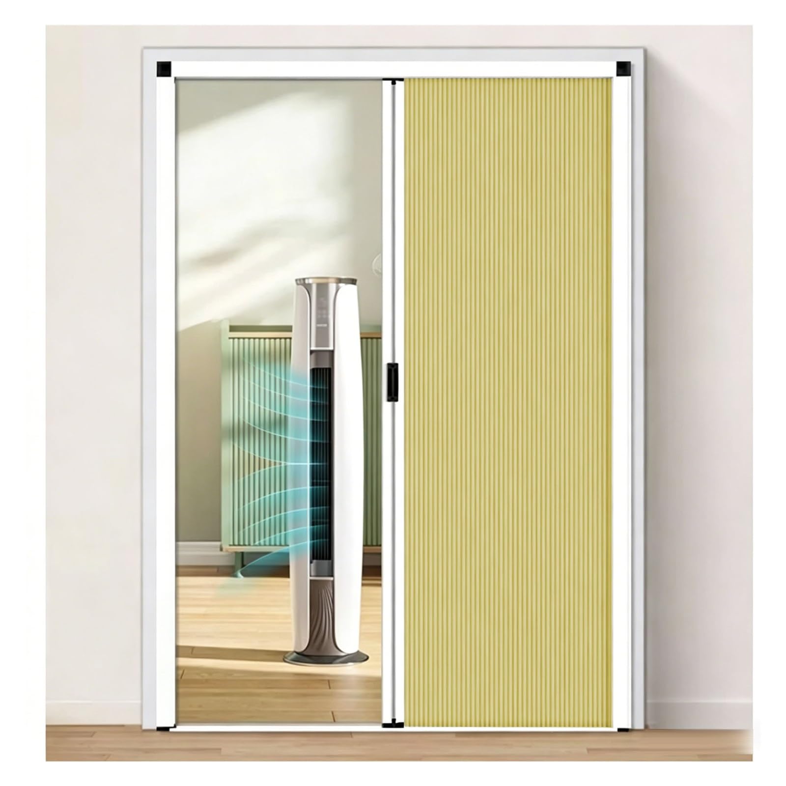 Aluminum Frame Retractable Accordion Sliding Door with Lock, Custom No-Drill Folding Door for Interior Bedroom Bathroom Balcony, Closet, Privacy Divider(Yellow,28x80in(71x203cm))