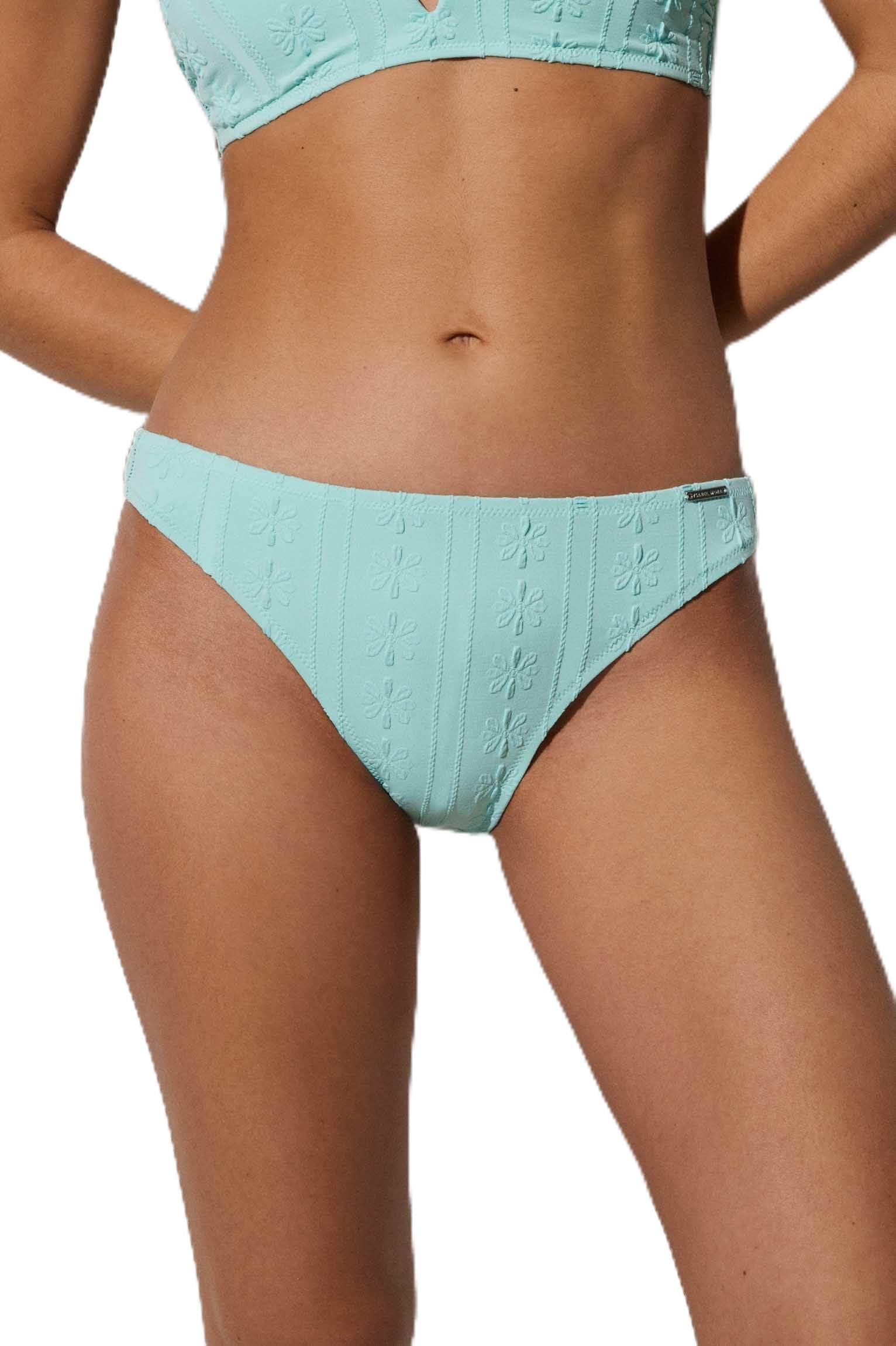 YSABEL MORA Braga Bikini con Textura Floral de Talle Mini Azul