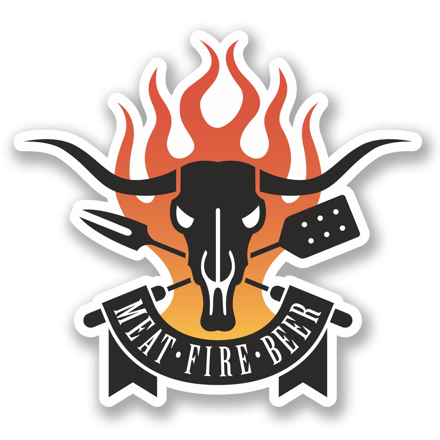 Destinationvinyl Multi 2 X Bbq Meat Fire Beer Vinyl Sticker Bike Laptop Funny Dad Joke Flames #4632 (10Cm Wide X 9.3Cm Tall)