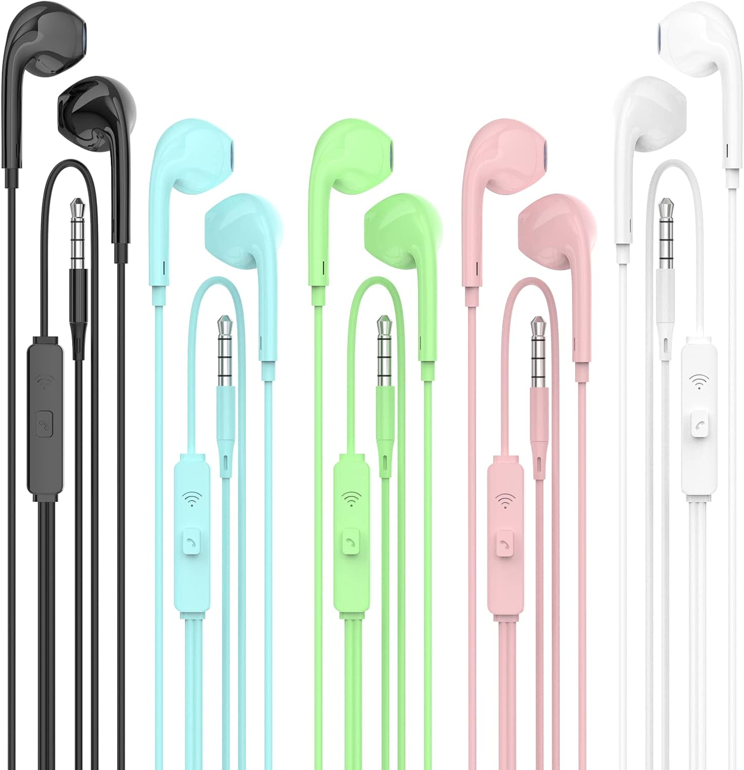 Earbuds Wired with Microphone Pack of 5, Noise Isolating Wired Earbuds