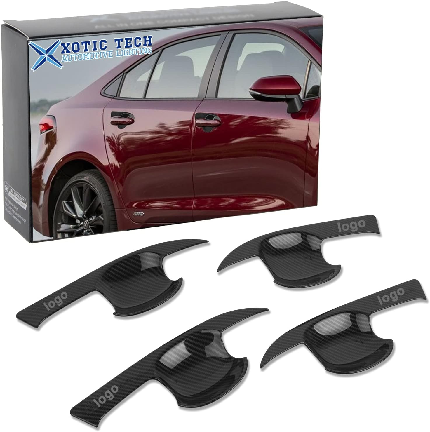 x xotic tech Set(4Pcs) Gloss Black Exterior Door Handle Bowl Cover Trim Panel Frame Compatible with Toyota Corolla 2020 2021 2022 2023 2024 2025 2026
