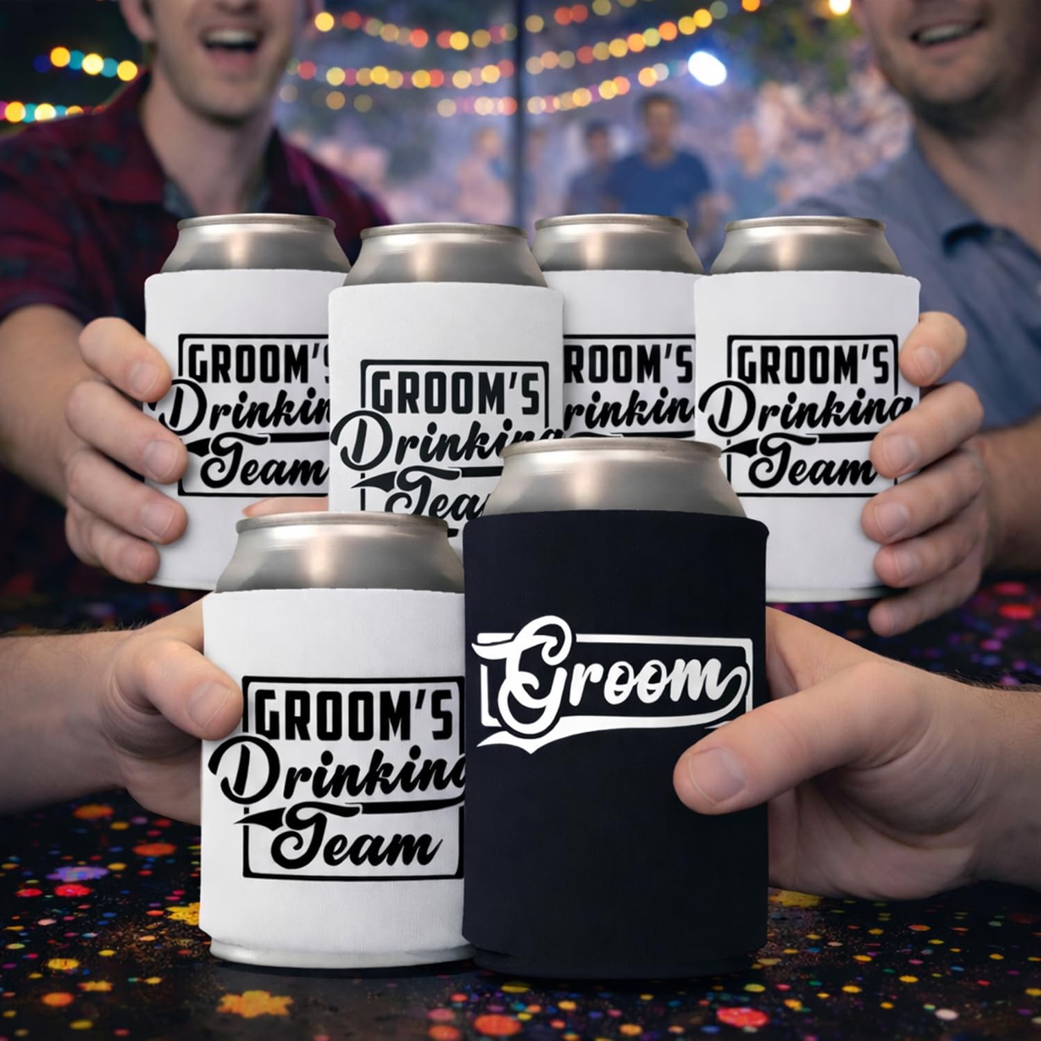 Groom and Groomsmen Can Coolers – Groom’s Drinking Team Beer Can Coolers for Bachelor Party and Wedding Gifts