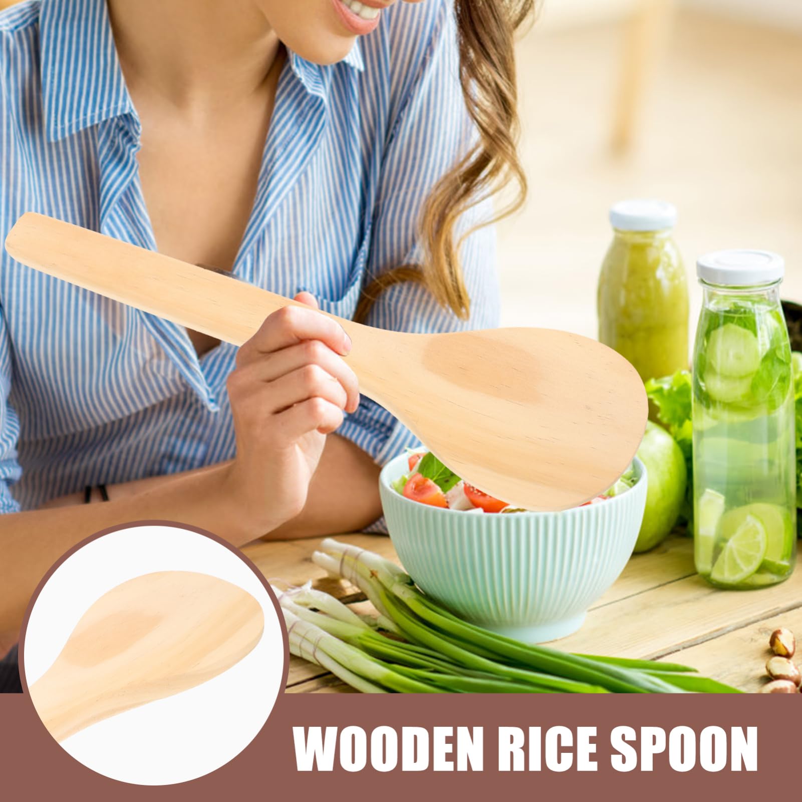 Unomor Sushi Rice Spoon Food Service Spoon Serving Spoon Nonstick Spatulas Round Tableware Kitchen Spoon Rice Spoon Paddle Japanese Spoon Round Paddle Non-stick Spatula Food Spoon Wood