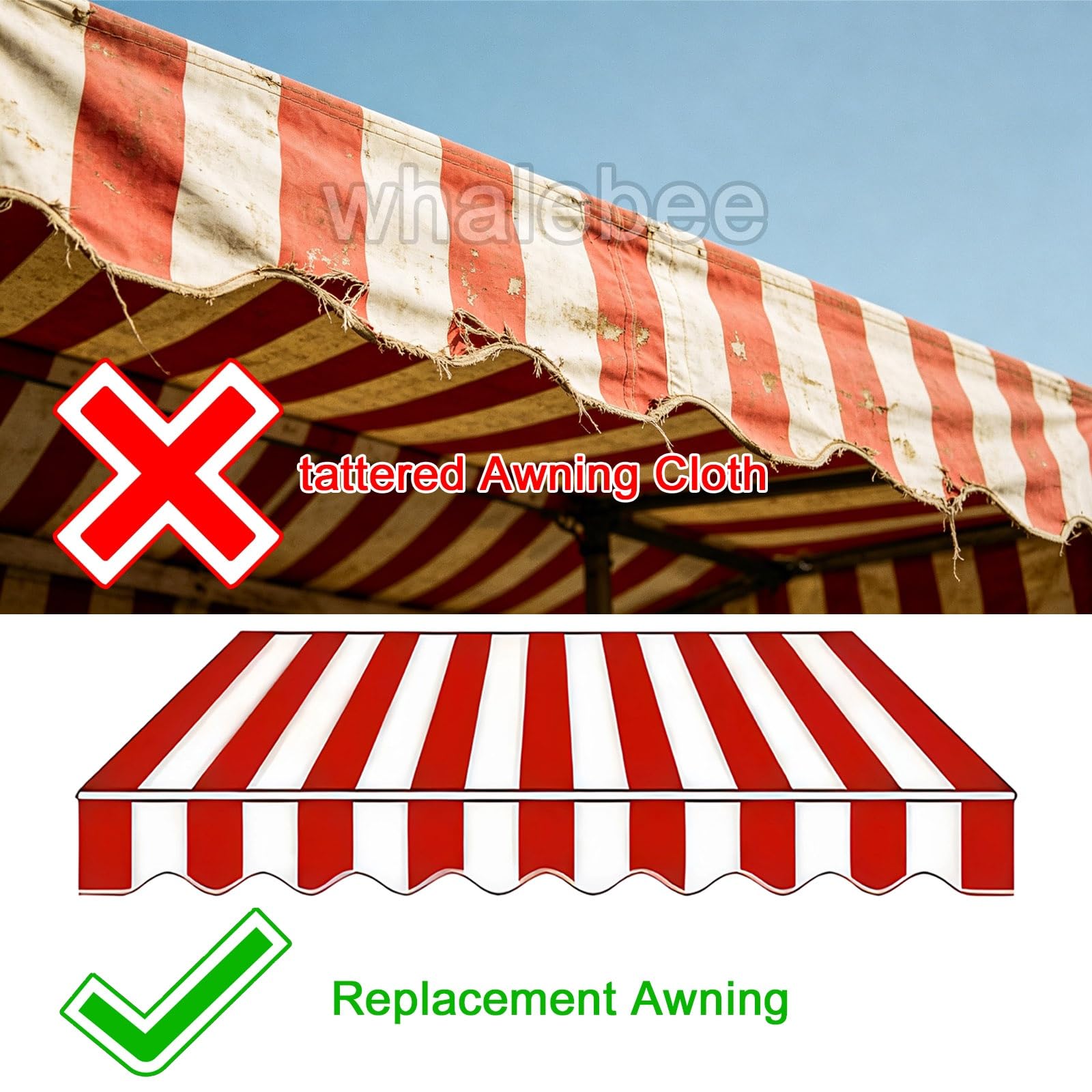 Telo Di Ricambio Per Tenda Da Sole Per Esterno AntiUV(Gray,280x200cm) | copertura di ricambio per Tenda da Sole a Bracci Estensibili Avvolgibile, Poliestere con mantovana Solo tessuto