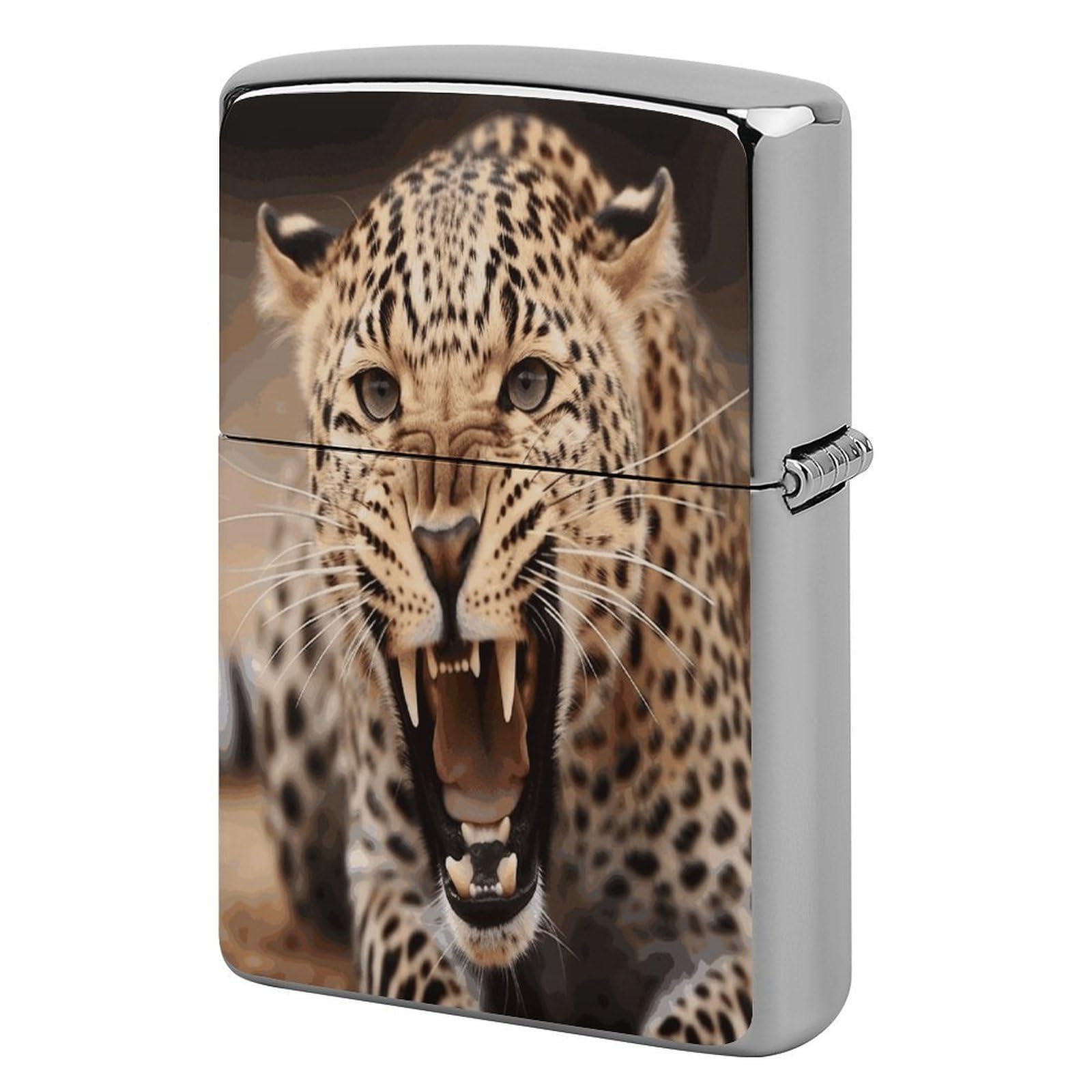 Fodpand Style Leopard Roars Cool Animal Metal Lighter Case Cover Lighter Sleeve