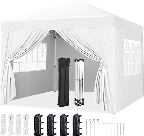 Yaheetech Toldo desplegable de 10 x 10 pies con 4 paredes laterales extraíbles, tienda instantánea cerrada portátil, tienda de campaña impermeable