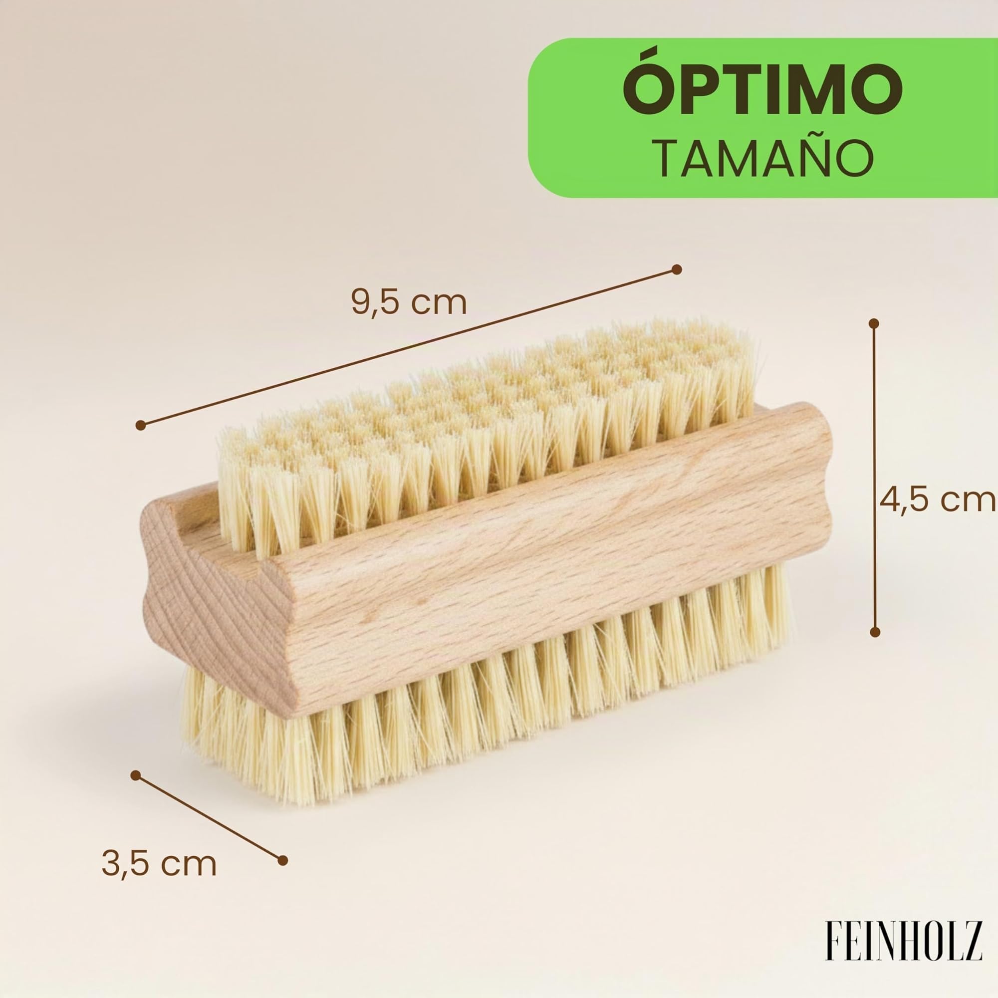Cepillo uñas de madera natural (3 unidades) – Cepillo para manos y uñas ecológico | Ideal para manicura, pedicura y limpieza profunda | Producto sostenible, sin plástico