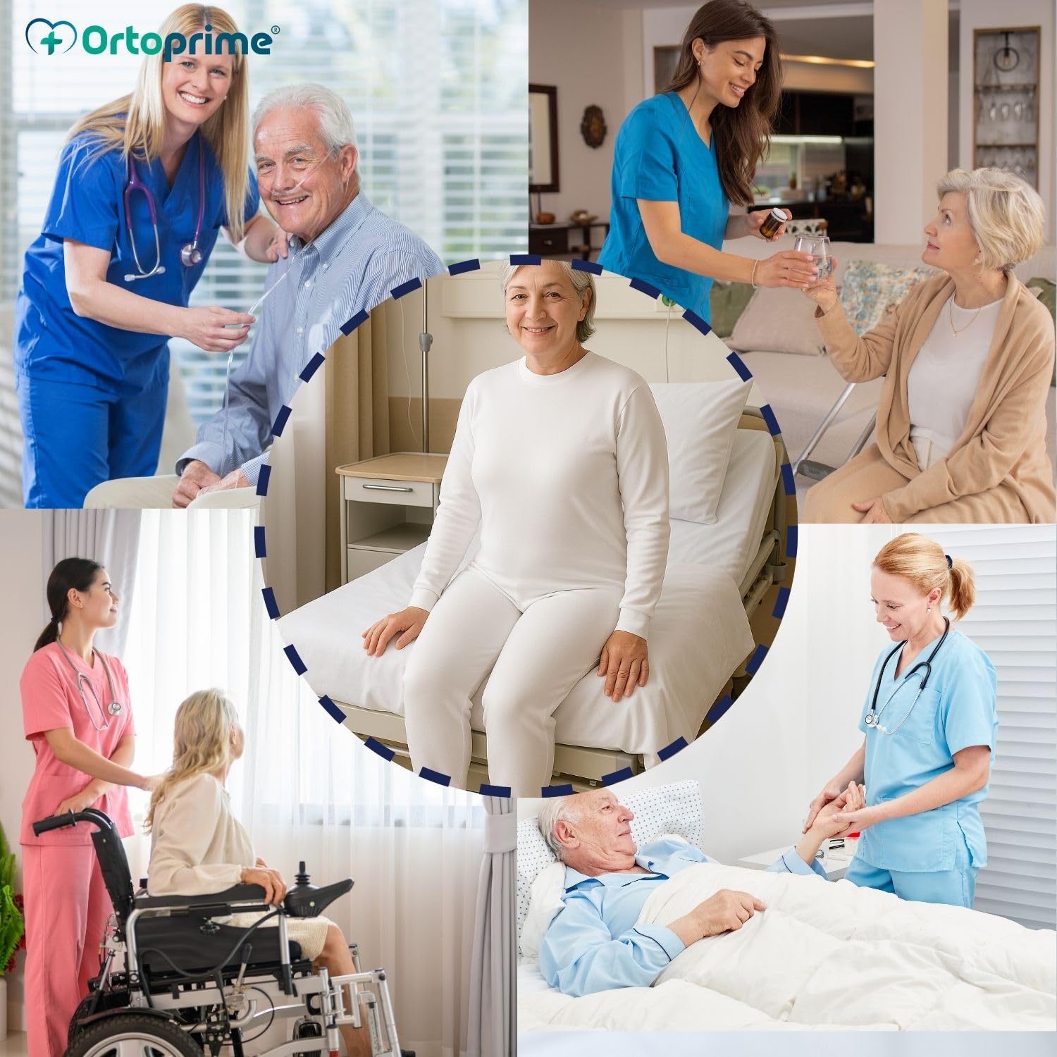 OrtoPrime Pijamas Antipañal Doble Cremallera Trasera Unisex para Geriátrico Manga Larga Cuerpo Entero Hombre Mujer Pijamas Enteros Adultos Pijama Sanitario Marca ESPAÑOLA (M)