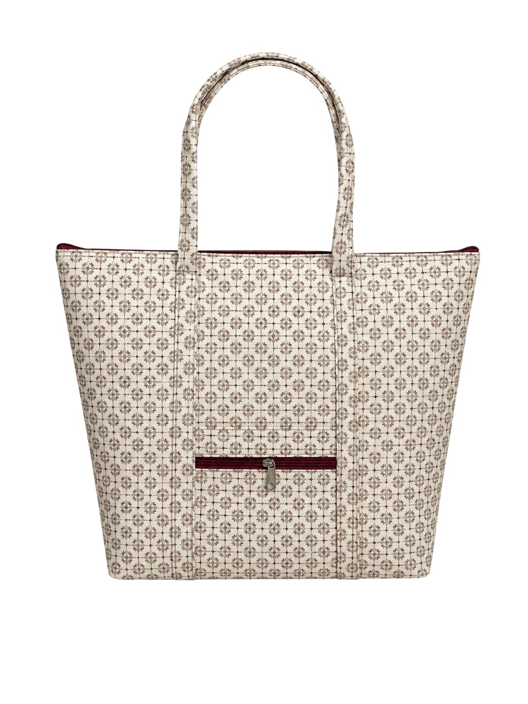 Foldable Waterproof Travel Tote Bag for Women | Cream Geometric Print | Lightweight Large Capacity Shoulder Gym Bag & Sports Bag with Zipper Pocket | Stylish College, Office & Daily Use Shopping Bag-picture-15
