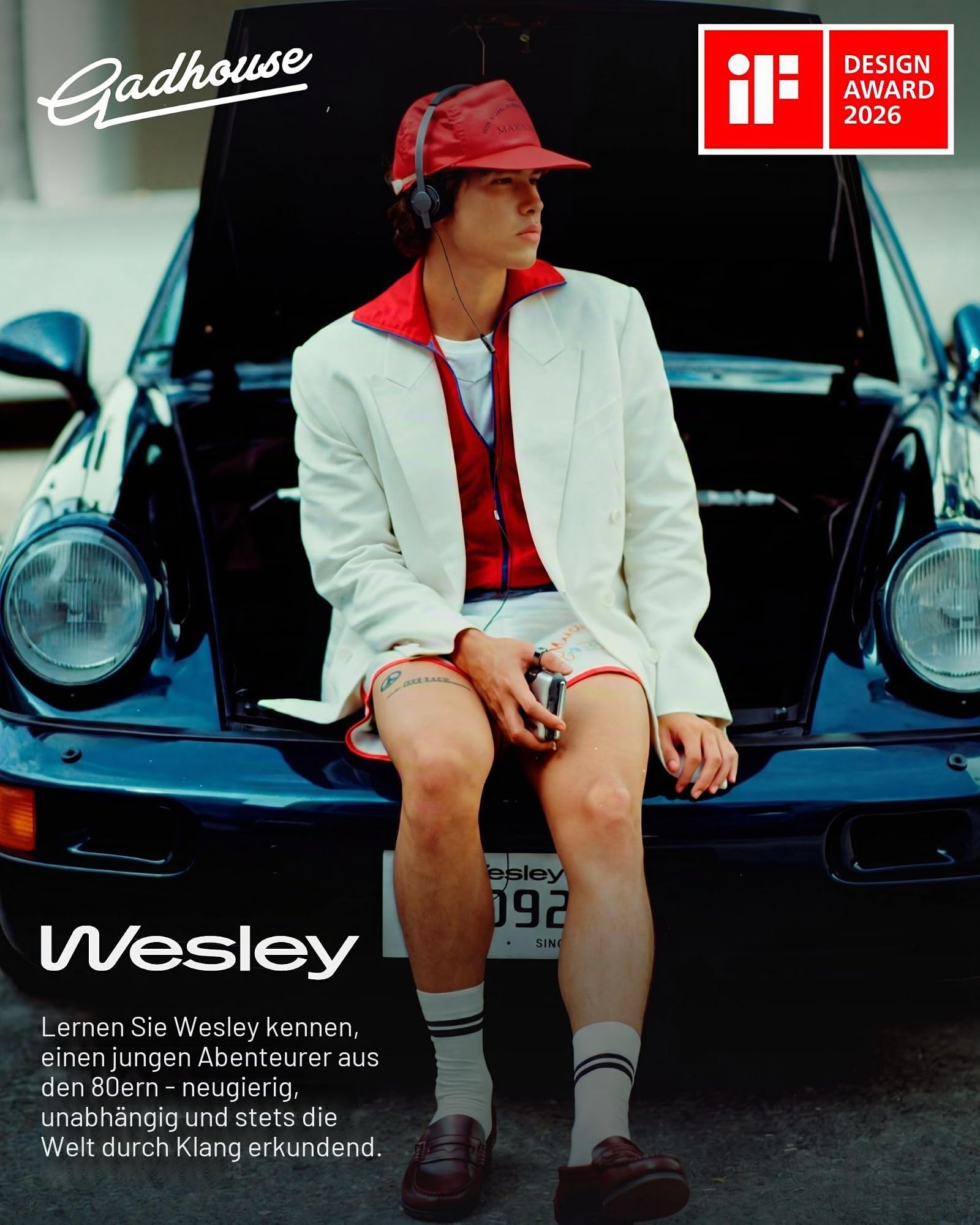 Gadhouse Wesley Retro-Kopfhörer mit USB-C und 3,5-mm-Konnektivität – Vintage-Kopfhörer, Walkman-Stil mit 40-mm-Treibern, Inline-Mikrofonsteuerung und leichtem 105-g-Design für Musik und Anrufe