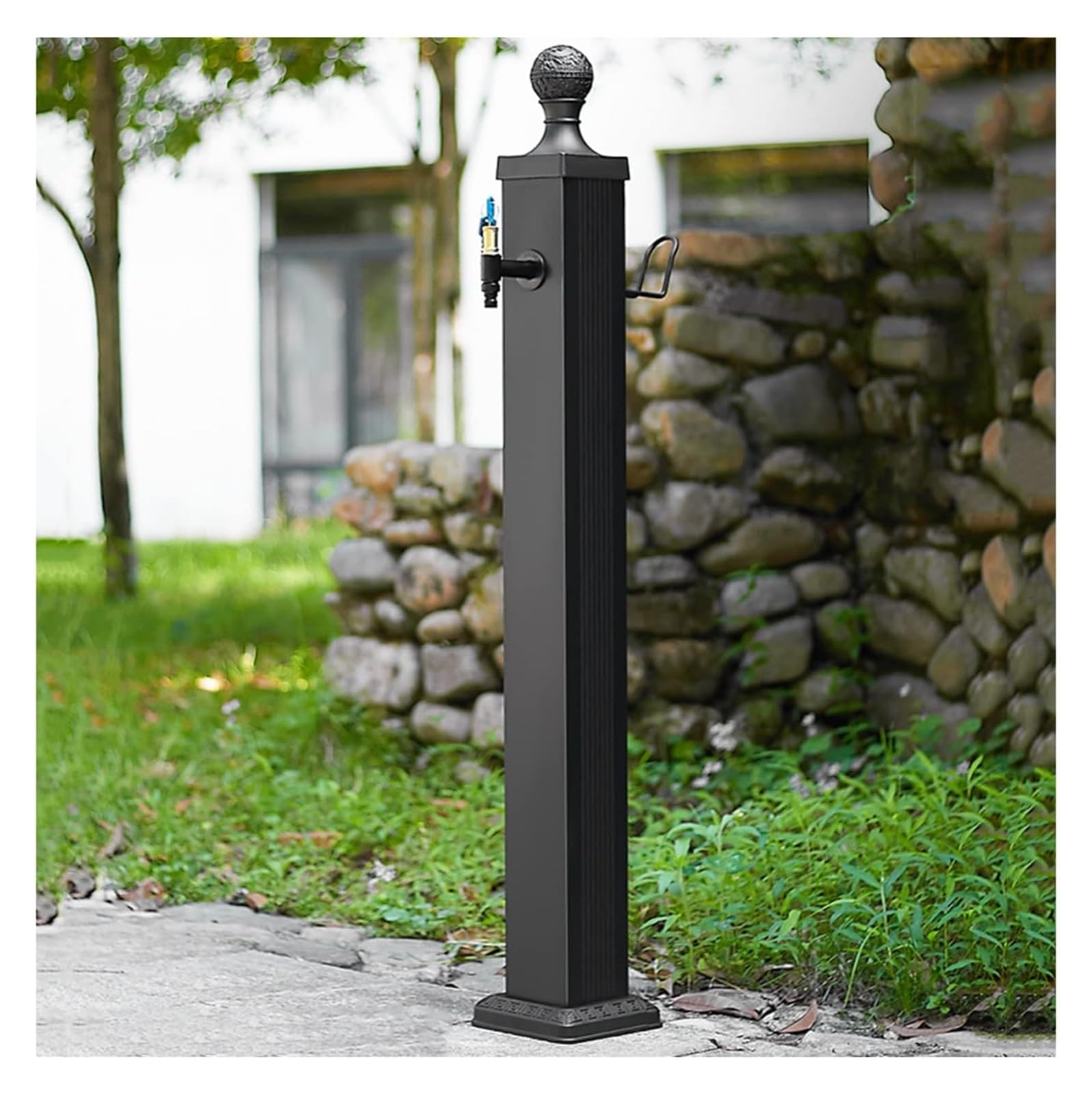 Zqfhsx High Round Garden Faucet Column With Full Copper Material For Yard Hydrant Frost Proof Water Feature Fountain ( Lock) Outdoor Decor