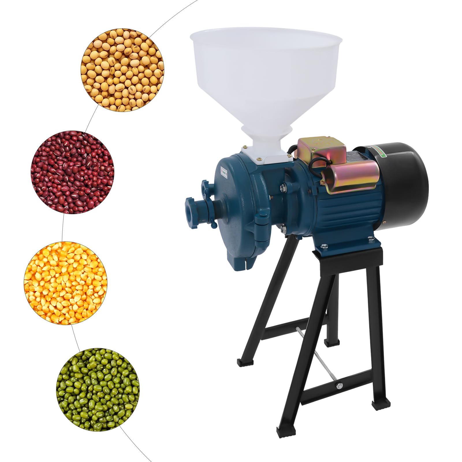 Kommerzielle Getreidemühle 2200W Trocken-Mahlmaschine Getreideschleifer Modell 150 mit 150mm Schleifscheibe für Mais Reis Weizen 60 kg/h Leistung Hochleistungs Elektro Getreidemühle inkl Trichter