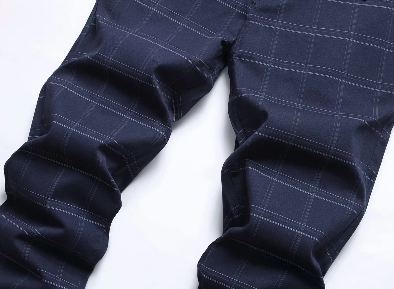 HENGAO Pantaloni Chino da Uomo a Quadri, vestibilità Dritta