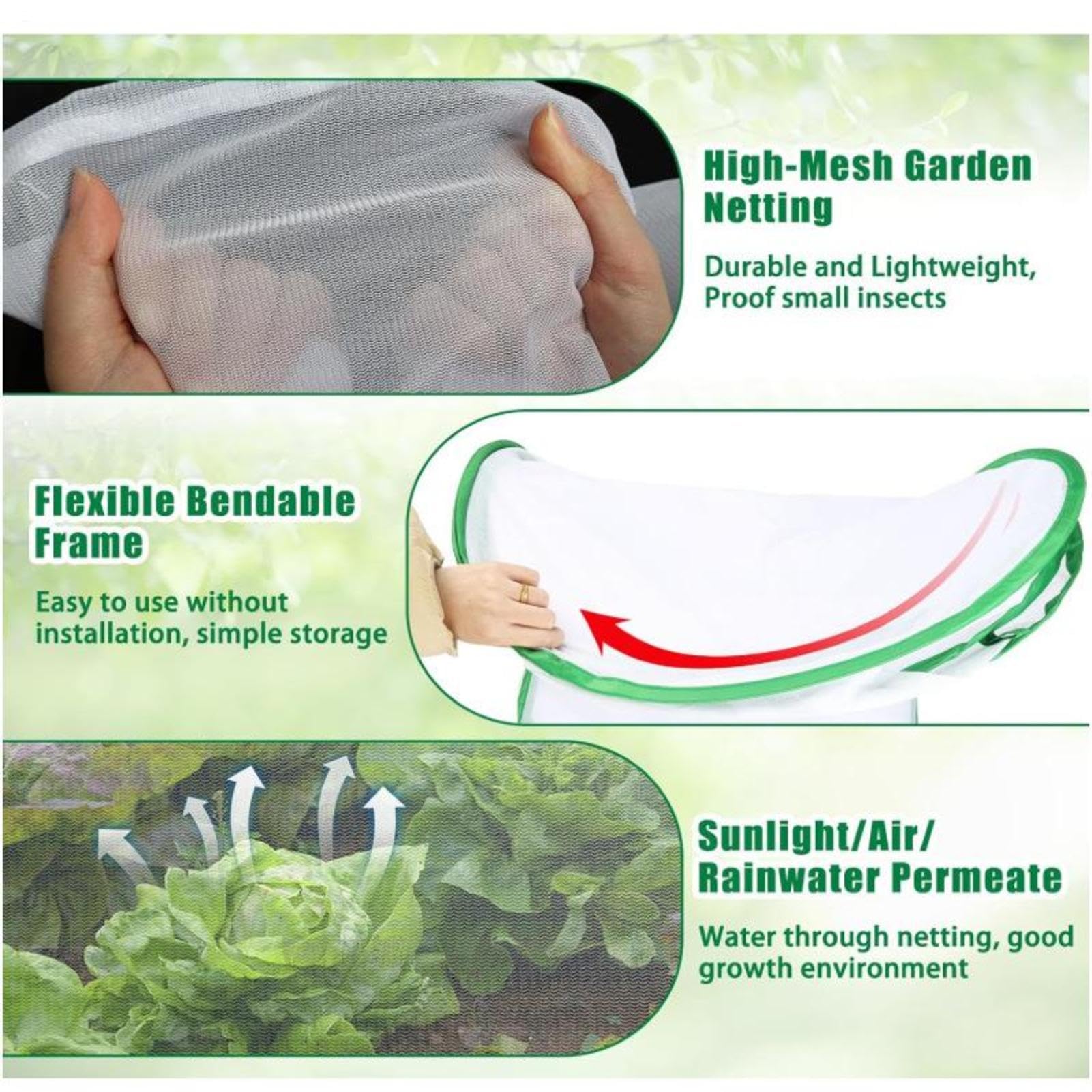 Bâche surélevée | 120 x 60 cm Filet à mailles fines pliable et portable | Protection en maille pour légumes | pour prévenir les petits animaux, protéger les fruits, les légumes, les et les