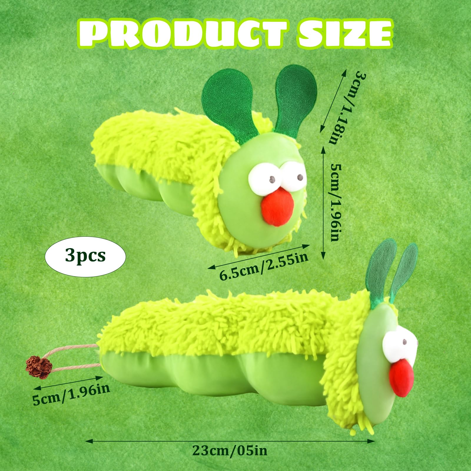 XLTXWD 3Pcs Catnip Toys for Cats Cat Chew Toy for Teeth Cleaning Caterpillar Toy With Catnip, Durable Cat Toys Catnip - Image 2