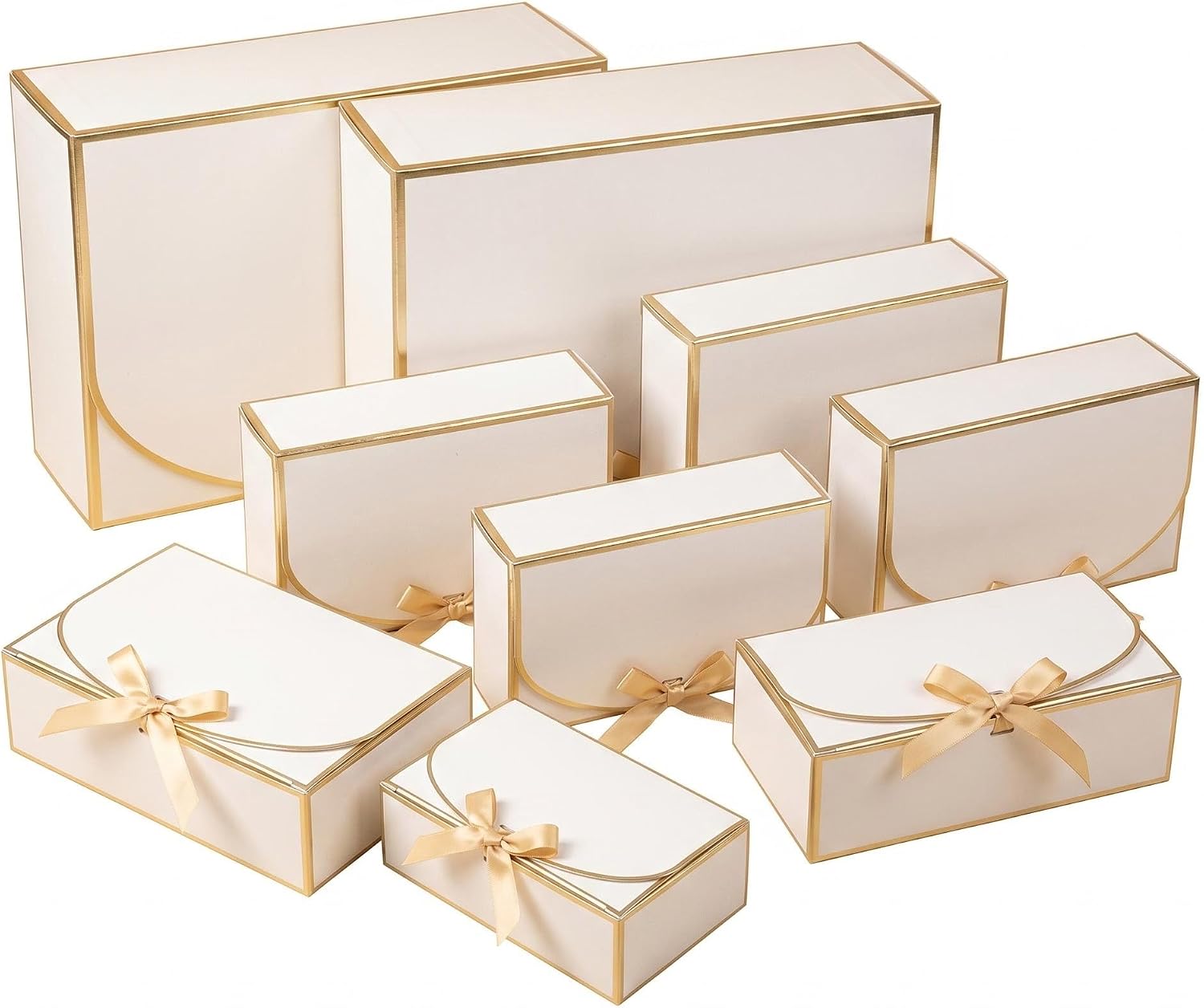 Bekecidi 12Pack Mixed Size Gift Boxes, Small Medium Large White Gift Box Set with Ribbons & Lids, Gift Boxes Bulk for Wedding, Birthday, Bridesmaid Proposal Box, Party Favors, Gifts Packaging