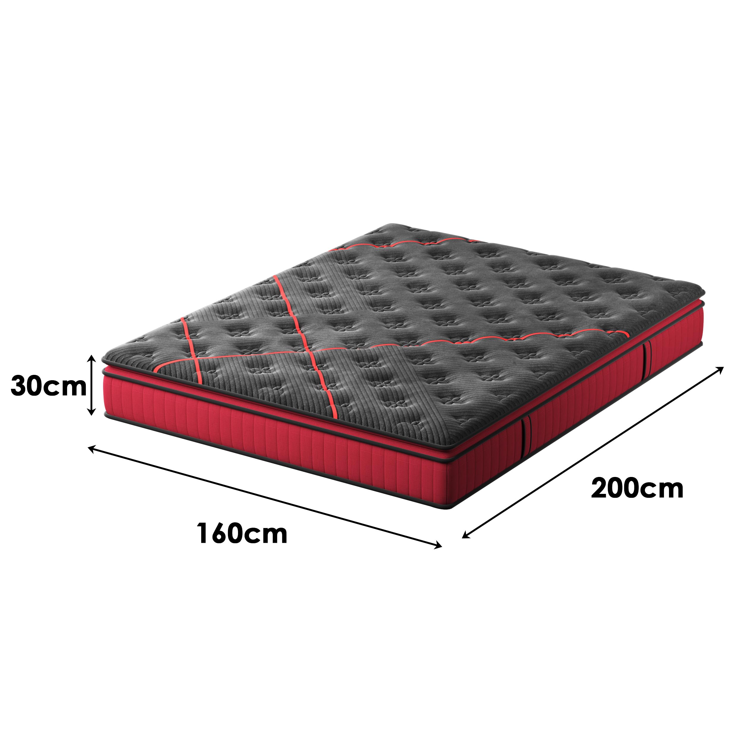 DEWINNER Matelas 160x200 cm丨Épaisseur 30 cm丨Mousse à Mémoire de Forme | Ressorts Ensachés丨7 Zones Ergonomiques丨Hybride丨Fermeté Moyenne丨Respirant et Anti-Humidité