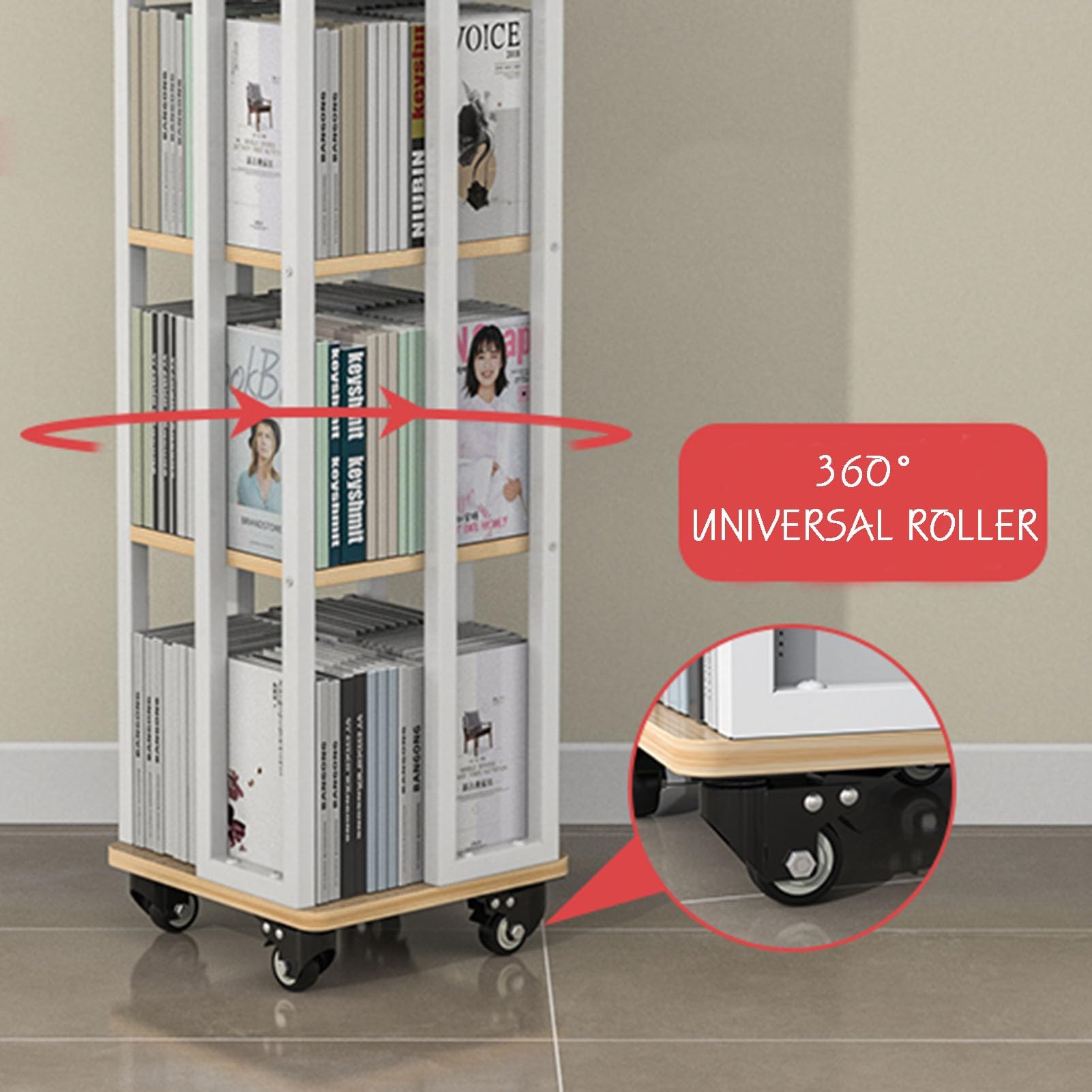 Amazon.co.jp: CDラック 360°回転収納 3段回転本棚 ディスプレイラック