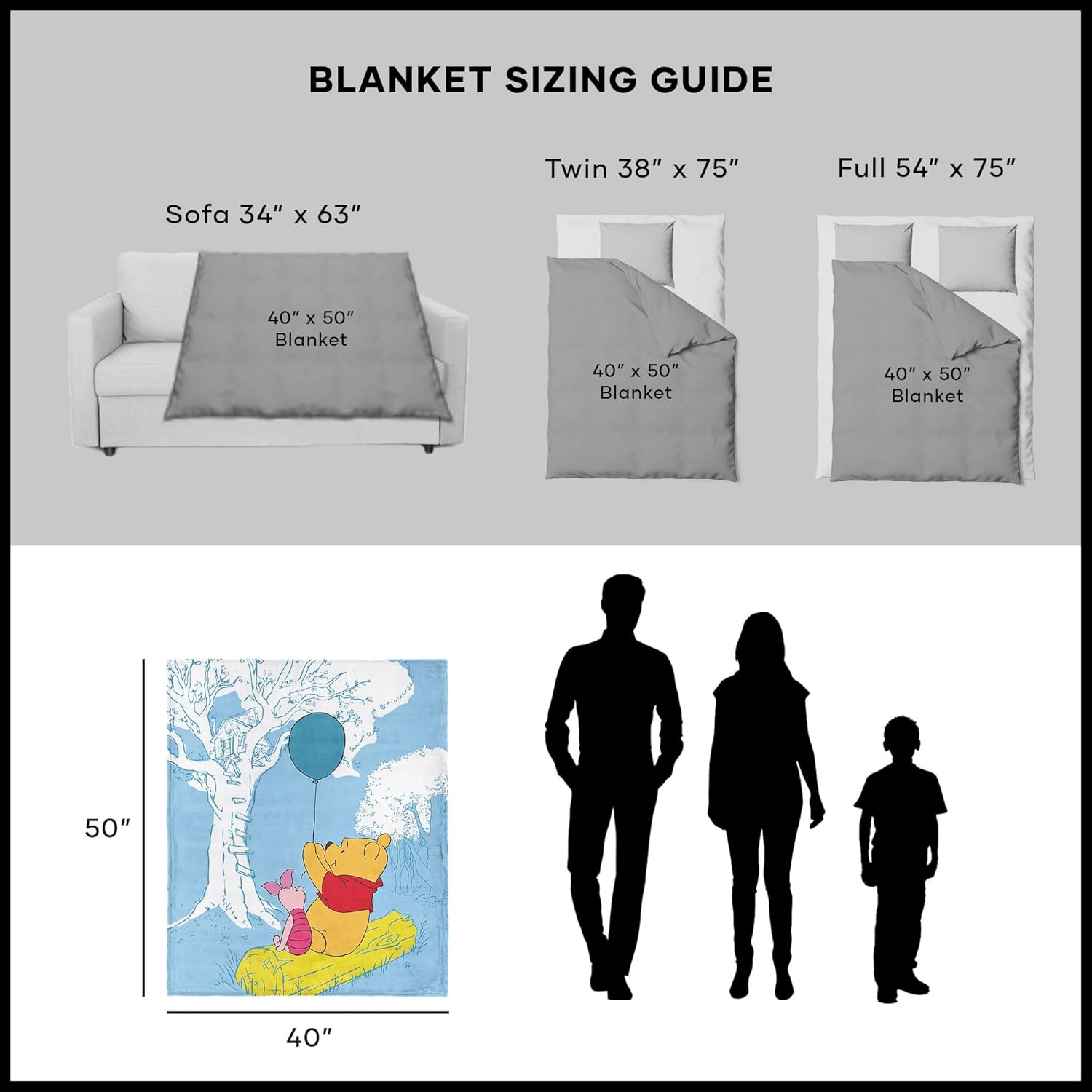 Disney Winnie the Pooh Log Lounging Silk Touch Throw Blanket 40X60 Inches