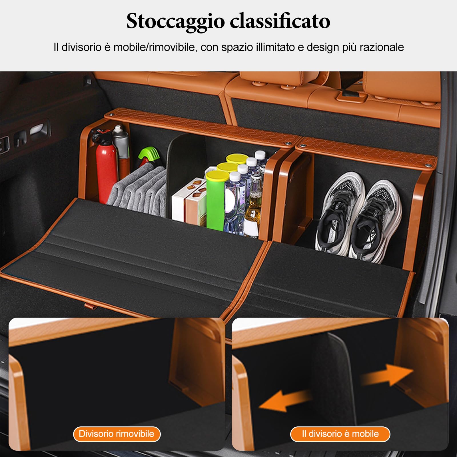 Ergocar Organizer Per Bagagliaio Auto, Scatola Portaoggetti In Pelle, Contenitore Per Attrezzi e Accessori, Pieghevole, Magnetico, Impermeabile, Adatto Per Auto/Suv/Camion/Veicoli
