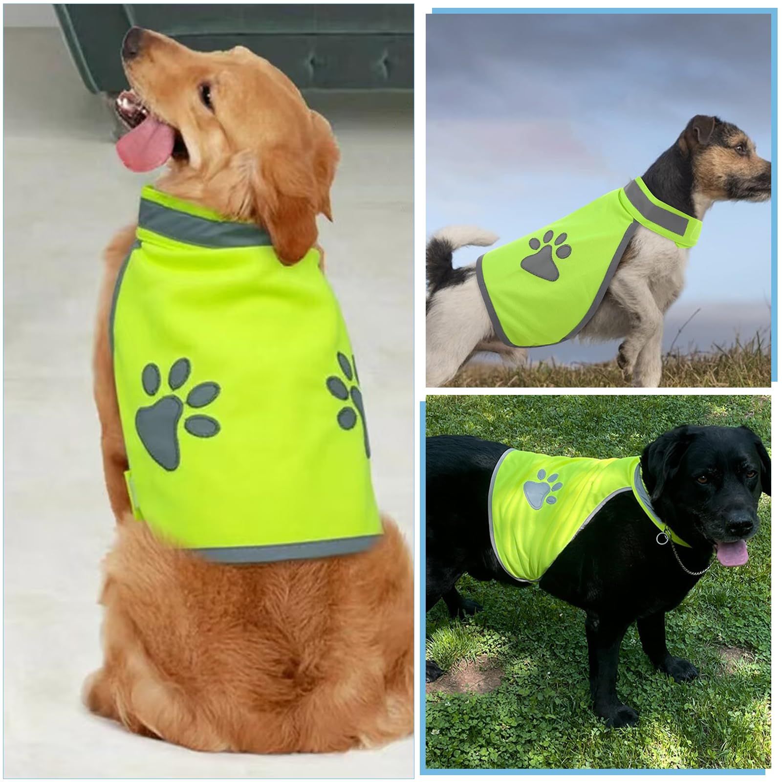 Haute Visibilité Veste Réfléchissant, Fluo Veste, Vêtements Haute Visibilité, Gilet Reflechissant Chien, Gilet Sauvetage Chien, Convient Aux Voyages de Nuit et en ExtéRieur (Taille L)
