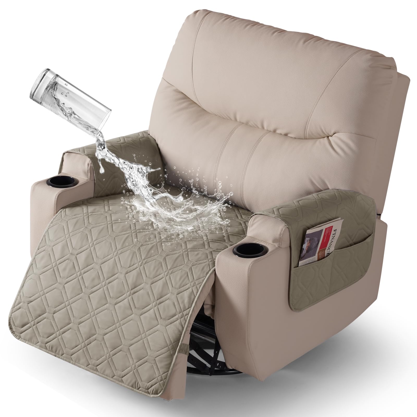 VANSOFY Recliner Chair Covers 100% Waterproof Seat Cover with Arm Reclining Cover Non-Slip Recliner Chair Covers Furniture Protector Washable