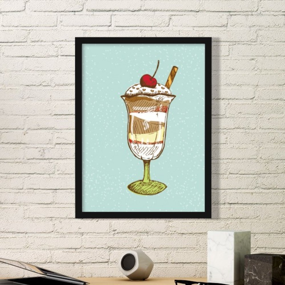 Cadre photo bois noir rectangle petit format peinture art cerise chocolat décoration maison cadeau