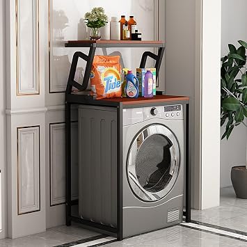 3 Tiers Washing Machine Storage Rack,Over The Washer and Dryer Storage Shelf,Space Saving Shelving Units,Laundry Room Storage Organizer,Drum Washing Machine CabinetBlack/red