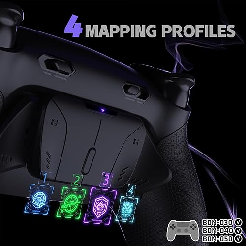 Miniatura 7 de eXtremeRate RISE4 Plus MAX - Kit de paletas traseras con topes de gatillo clicky y agarre de goma para controlador PS5 BDM-030 040 050, kit de Negro