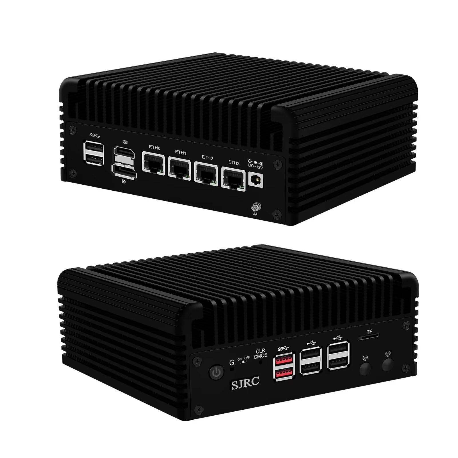 SJRC N100 Mini PC Firewall Fanless Micro Router Appliance, 12th
