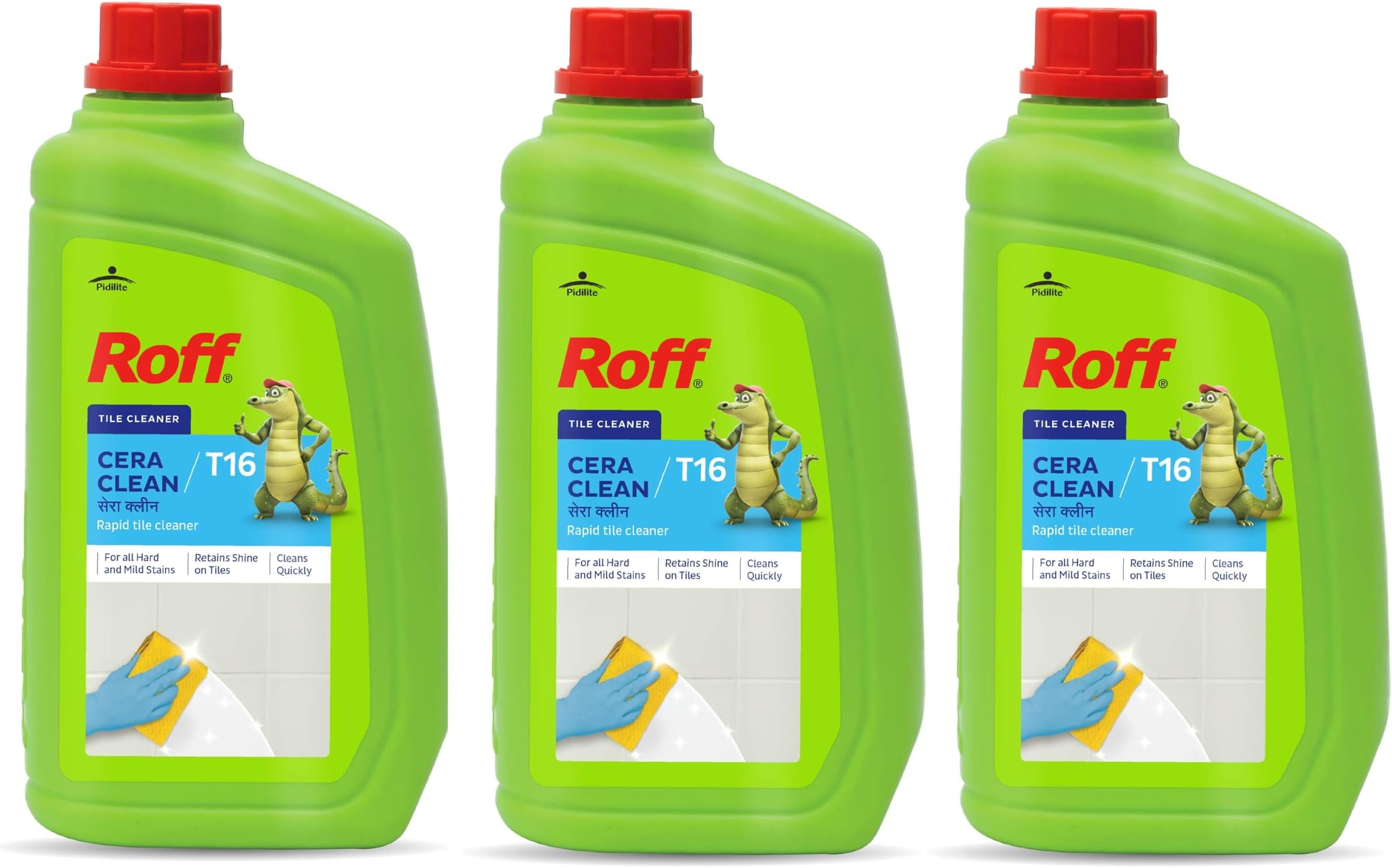 Roff Cera Clean All Purpose Tile, Floor & Wall Cleaner 1 Liter Pack of 3, Advance, Bedroom & Bathroom Floors, Removes Grease, Dirt & Tough Stains