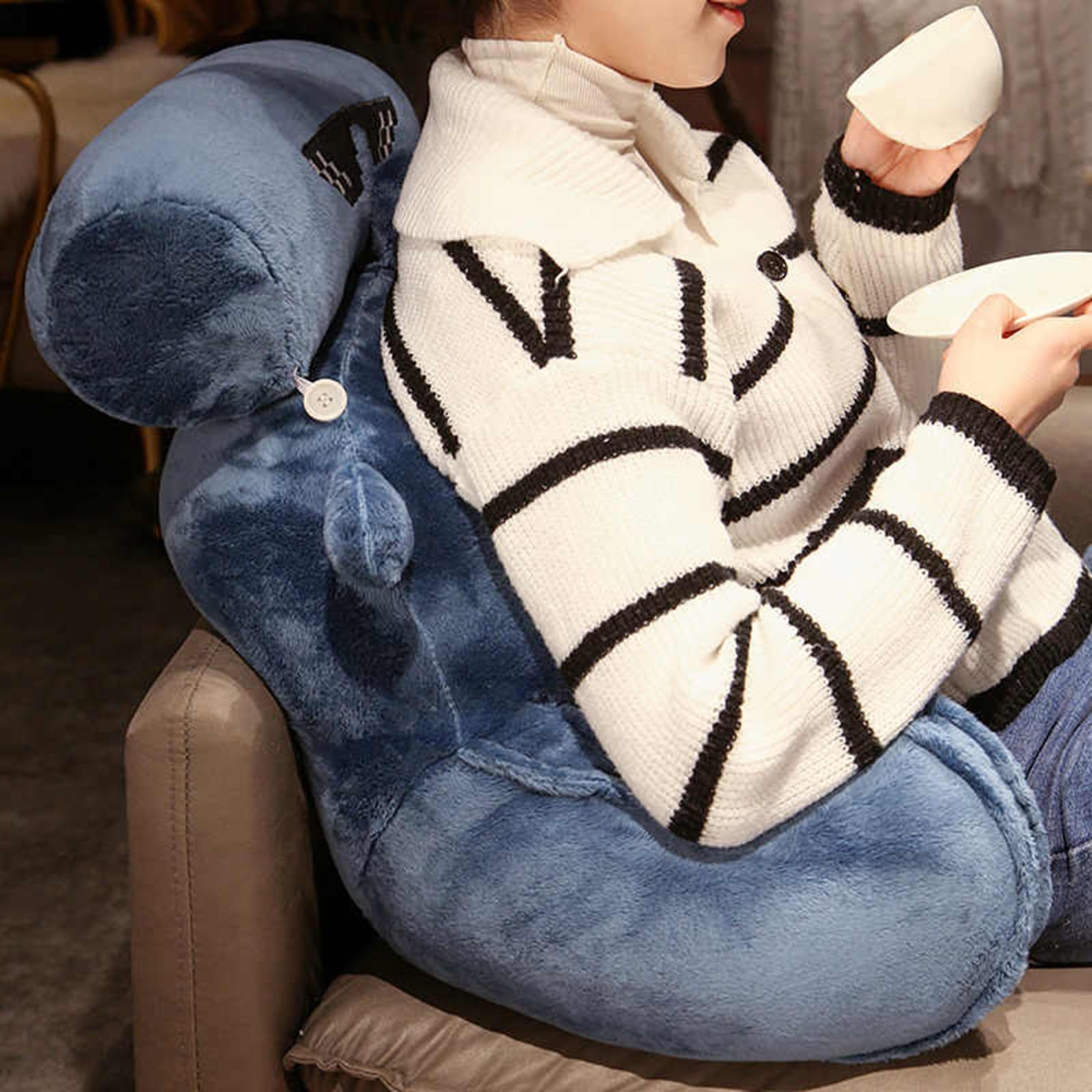 Cartoon Reading Pillow，Lesekissen Bettauflage Kisse，mit Abnehmbarer Nackenrolle und Stützarm Zum,Rückenstütze beim Entspannen, Lesen, Spielen，Fernsehen, Flex Bücherkissen (heftig, 80 * 55cm)