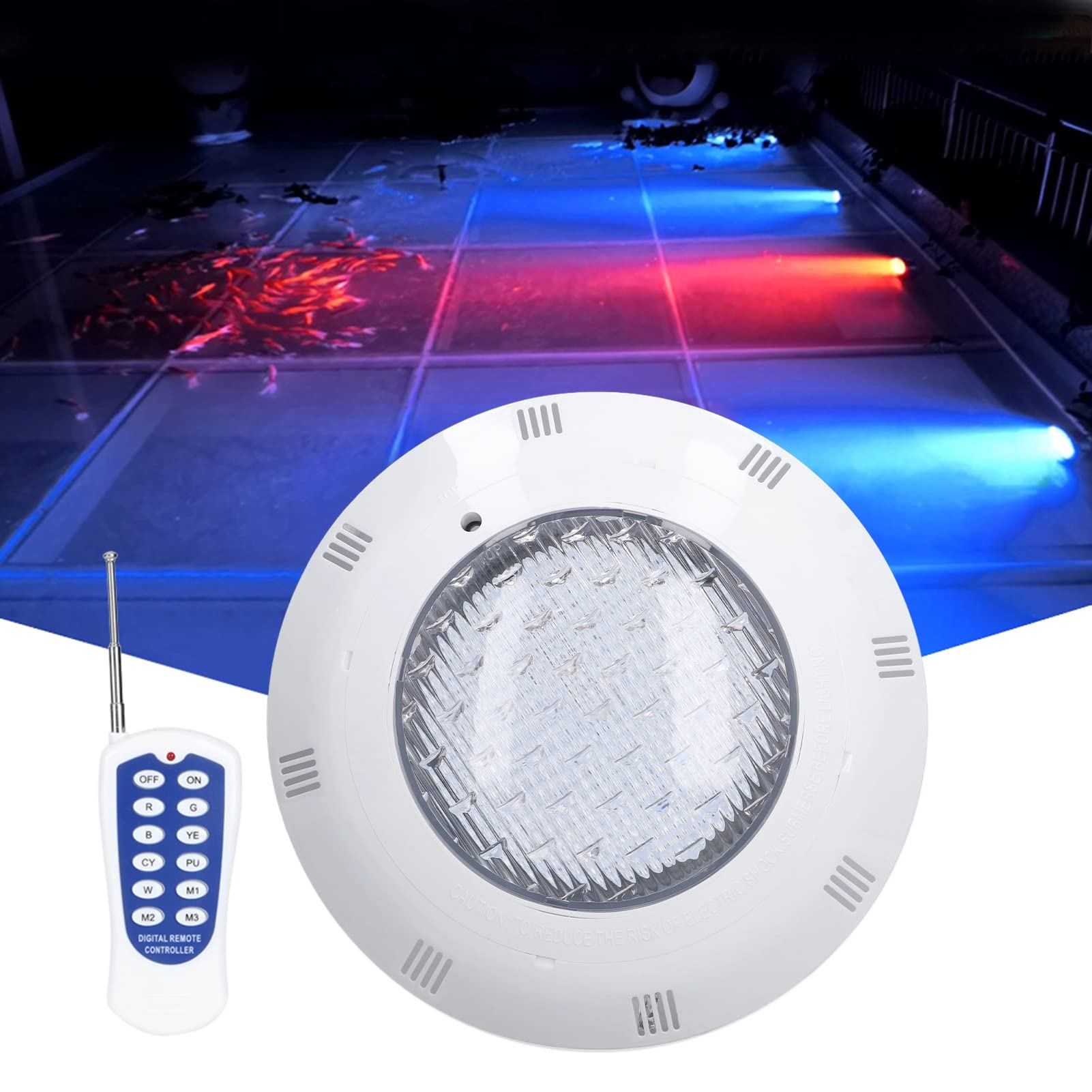 Luci Subacquee a LED RGB AC12V Luci per Laghetto Impermeabili con Telecomando, Installazione Semplice, IP68 per Piscina, Decorazione del Giardino (45W)