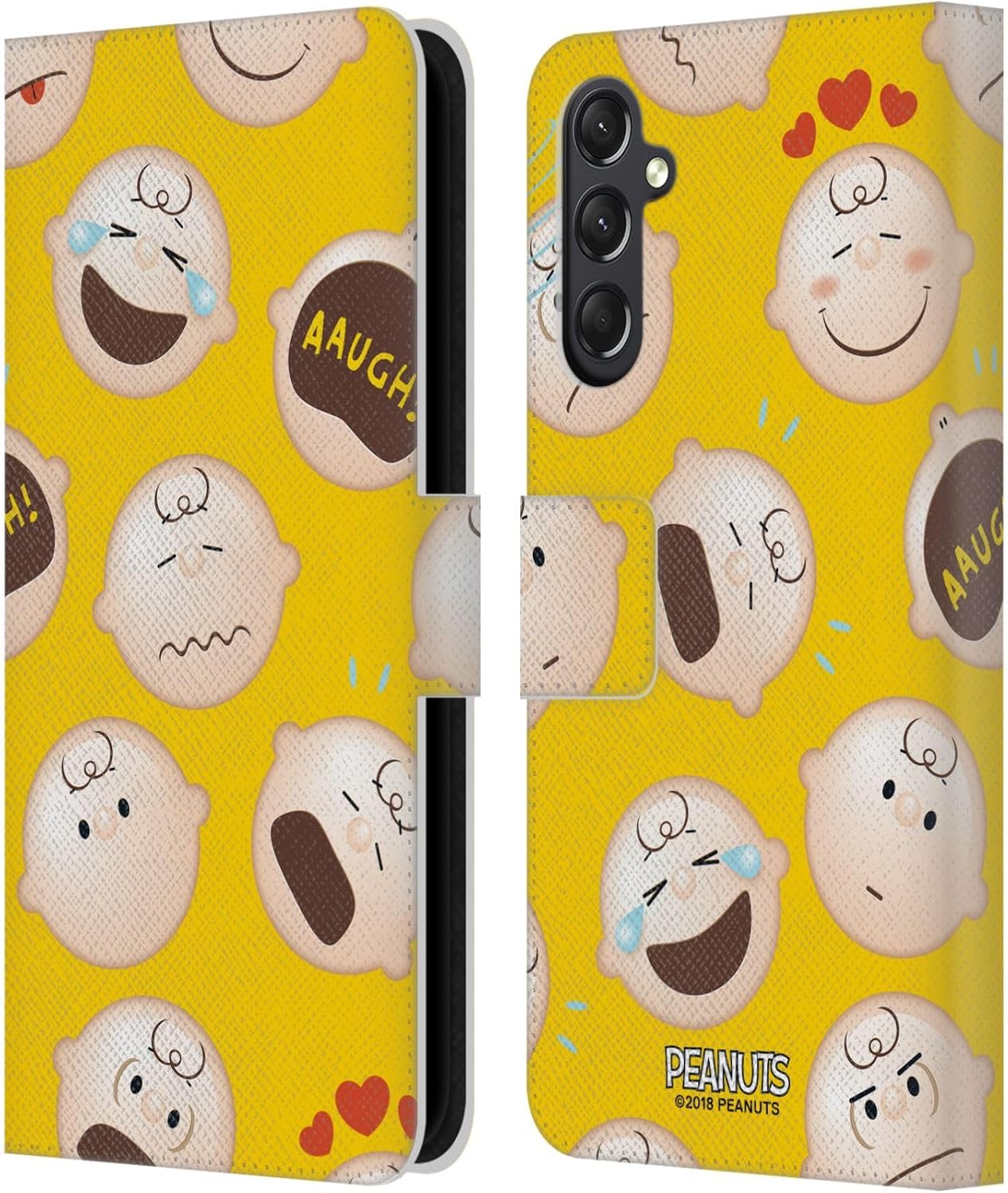 Head Case Designs Officially Licensed Peanuts Charlie Brown Character Patterns Leather Wallet Case Compatible with Samsung Galaxy A24 4G / M34 5G