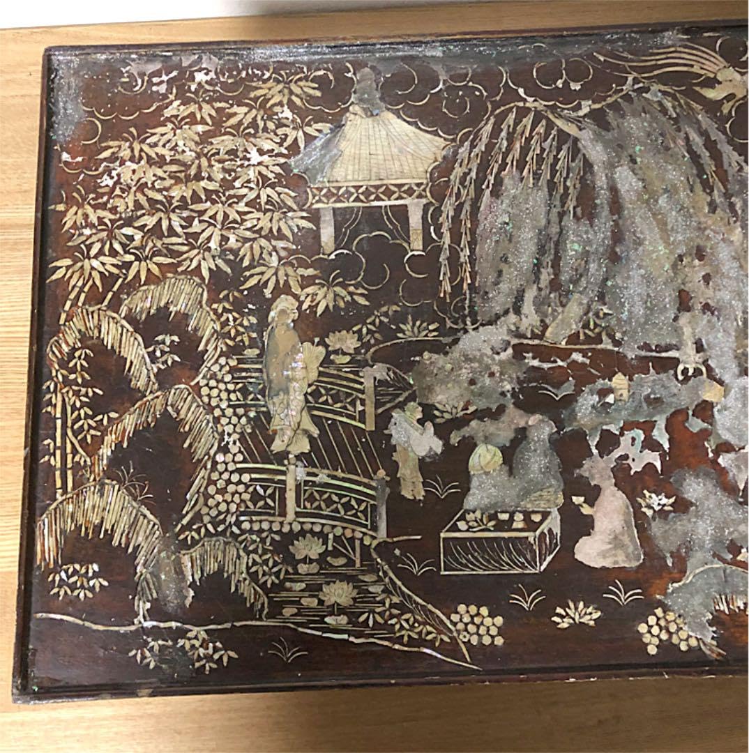 Amazon.co.jp: 中国美術 香台 花台 時代 花鳥山水人物蒔絵 螺鈿細工