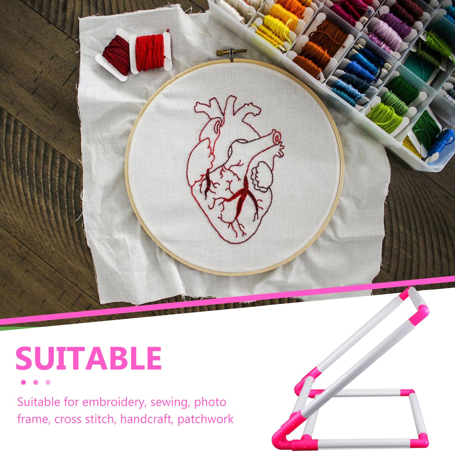 Mikikit Marco de Clip Plástico para Bordado Mano y Punto Cruz Aro Resistente y Fácil de Usar para Costura y Manualidades para Bordadores y Aficionados al Patchwork